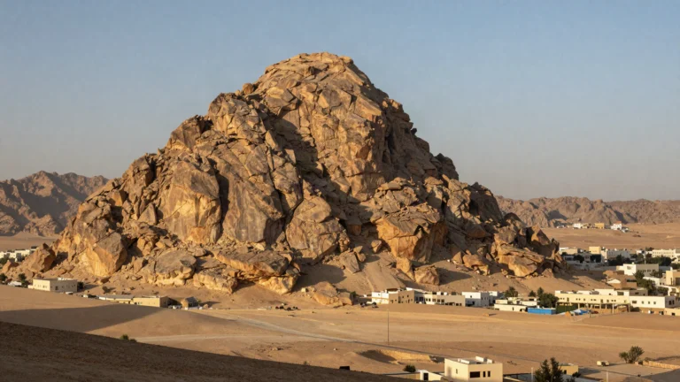 AI illustration of the rugged granite peak of Jabal Thawr south of Makkah
