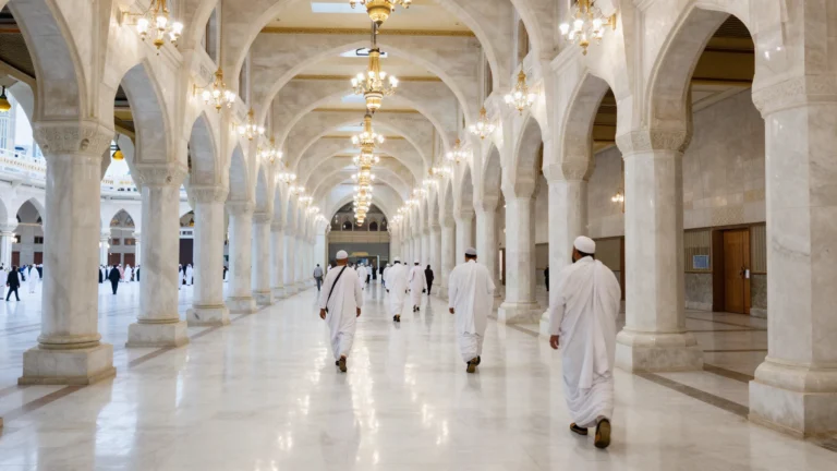 AI illustration of the Masโa gallery between Safa and Marwa inside Masjid al-Haram